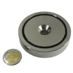 Potmagneet met verzonken gat | 75mm/18mm Houdkracht 165 kg.