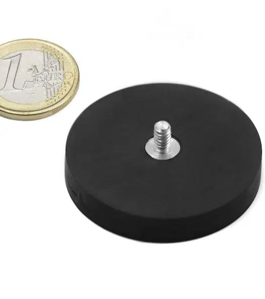 Magneetsysteem rubbercoating en draadeind | Diameter 43mm | Houdkracht 10kg