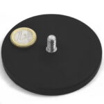 Magneetsysteem rubbercoating en draadeind | Diameter 88mm | Houdkracht 56kg