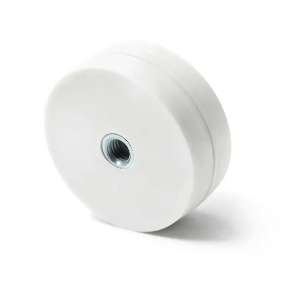 Magneetsysteem rubbercoating en inwendig schroefdraad | Diameter 31mm | Houdkracht 8kg WIT