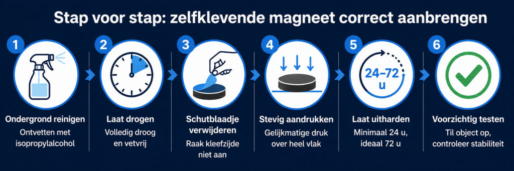 Hoe breng je zelfklevende magneten correct aan? Stap voor stap