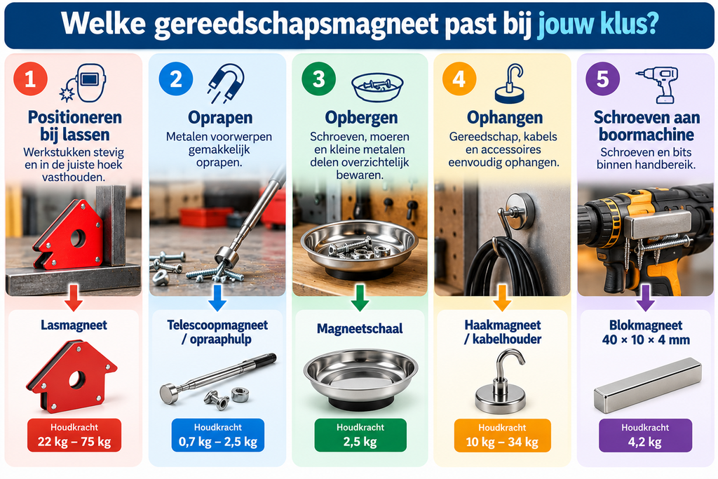 Gereedschapsmagneten voor monteurs: overzicht in de werkplaats 1 Welke gereedschapsmagneet past bij jouw klus